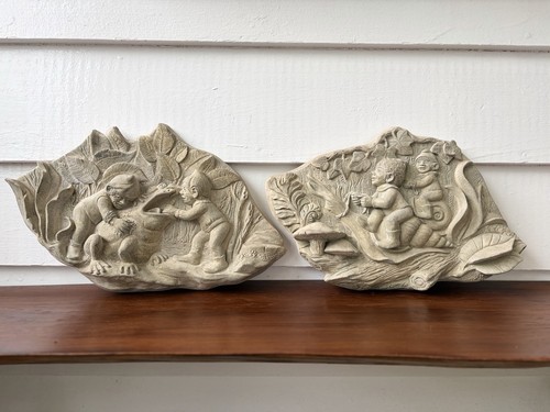 Vintage cast stone folk - cast,